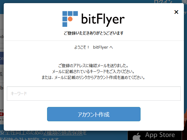 bitFlyer登録確認